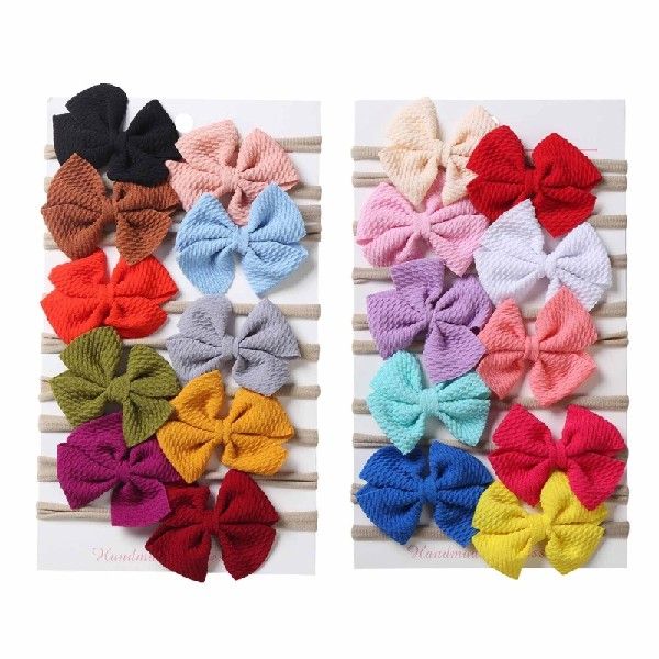 10 Pcs Baby Girls Elastic Bows Headband Soft Fashion