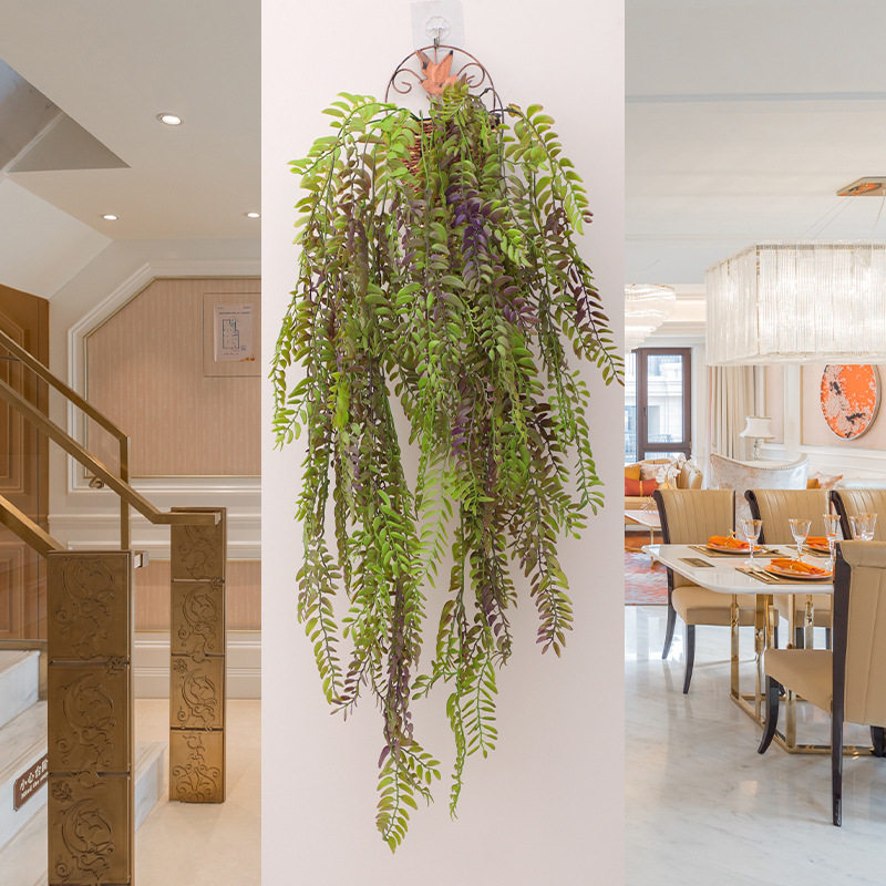 极速仿真金钟柳壁挂装饰藤蔓室内假花藤条客厅墙挂壁塑料吊兰绿色