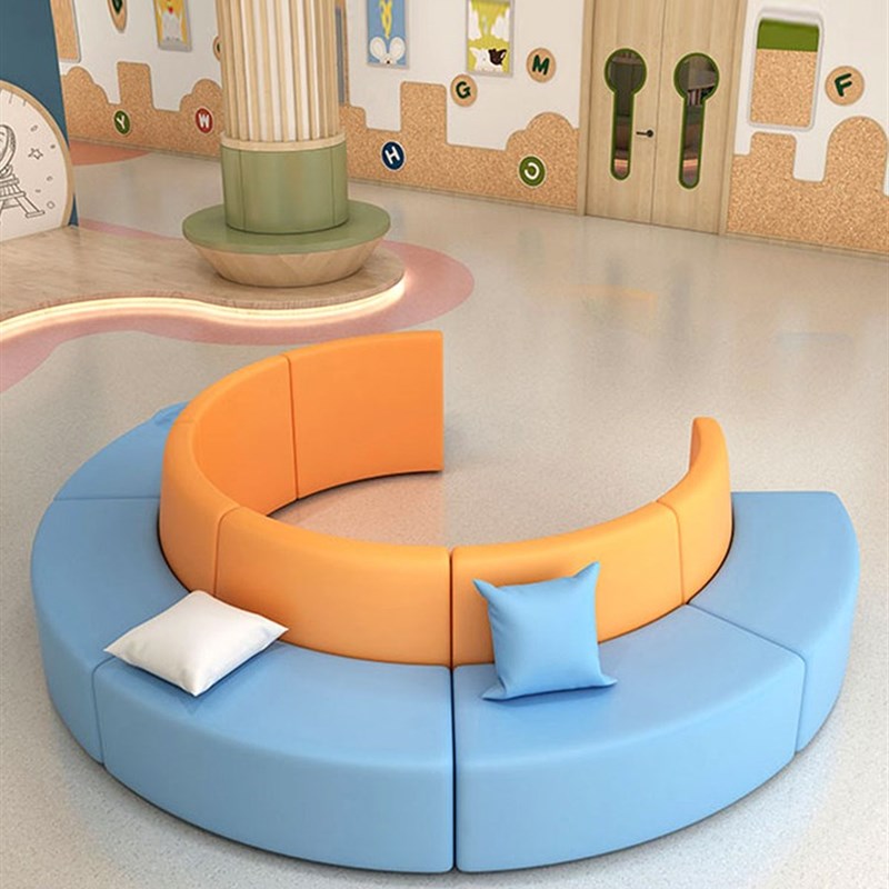 创意休息区休闲沙发茶几组合简约S圆弧型皮质会客接待等候办公室