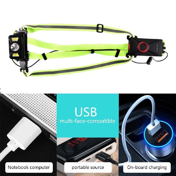 USB Chest Lamp Type-C Charging XPE/COB Night Running Chest