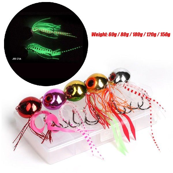 5pcs Fishing Jig Bait Pesca Sliding Slider Snapper Fishing