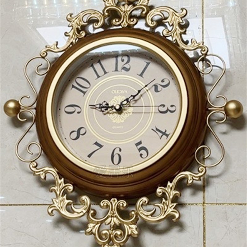 欧式新古典客厅大号复古怀旧挂钟美式金属静音钟表阿拉伯数字时钟