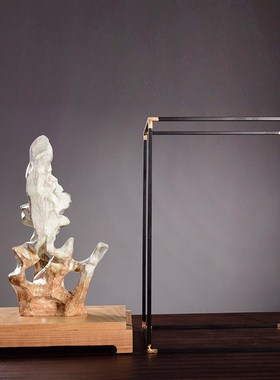 新中式酒店酒柜软装办公室博古架艺术摆设客厅玄关禅意太湖石摆件