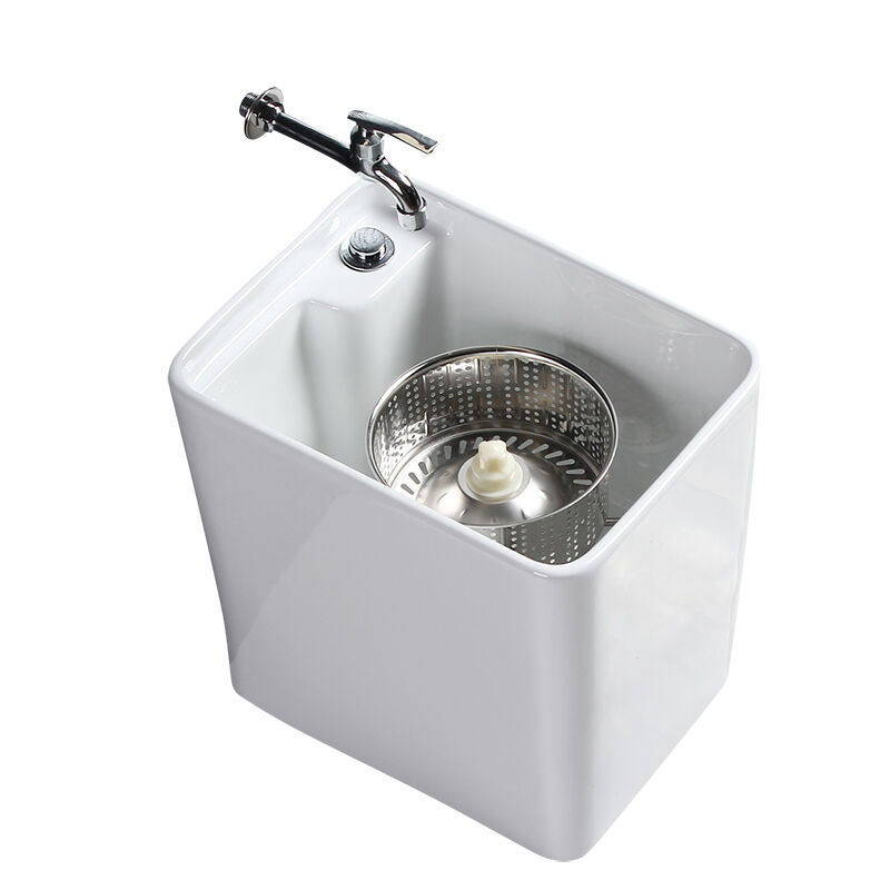 小户型陶瓷拖布池拖把池迷你款洗墩布池方形卫生间地脱盆自动下水