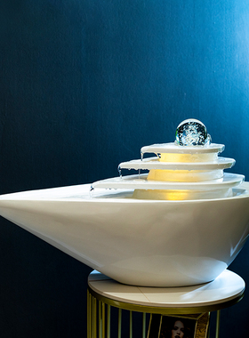 创意简约水景流水摆件循环水办公室水钵喷泉招财桌面落地家居装饰