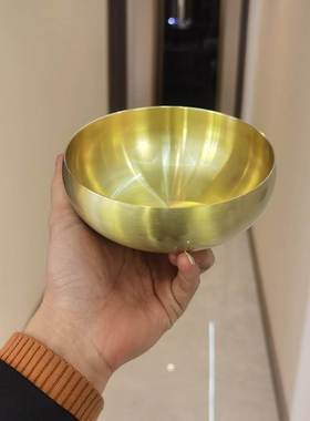韩式大号实心碗铜碗纯铜饭碗吃饭家用食用级碗筷勺子加厚补铜餐具