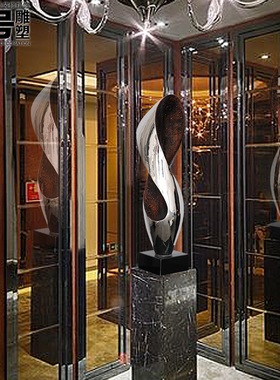 现代金属摆件抽象雕塑艺术品酒店会所客厅别墅不锈钢家居软装饰品