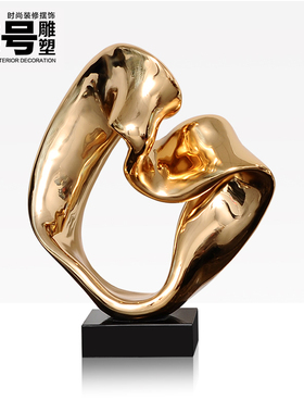 简约现代抽象雕塑艺术品电镀创意摆件酒店客厅样板房家居软装饰品