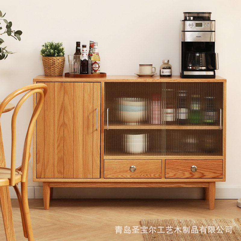 实木色橡木小户型收纳餐边柜