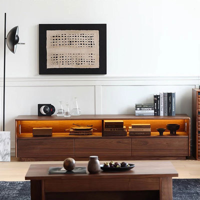 北美黑胡桃木电视柜全实木落地柜客厅家用北欧现代简约小户型矮柜