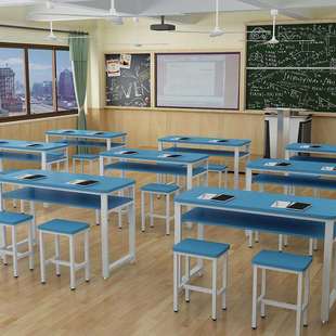 J^学校辅导班中小学生课桌椅组合培训桌厂家直销单双人家用学生书