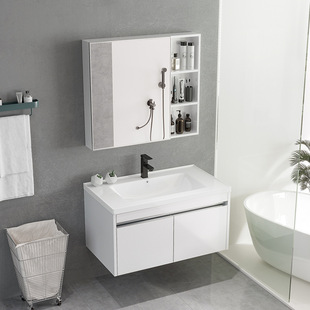 东沃不锈钢落地浴室柜组合轻奢卫生间洗漱台洗脸洗手池陶瓷一体盆