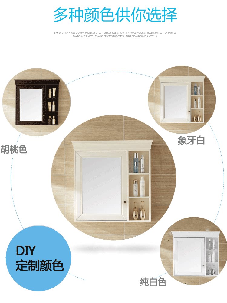 A9L美式实木卫生间镜箱定 制智能浴室镜柜收纳置物柜橡木挂墙式镜