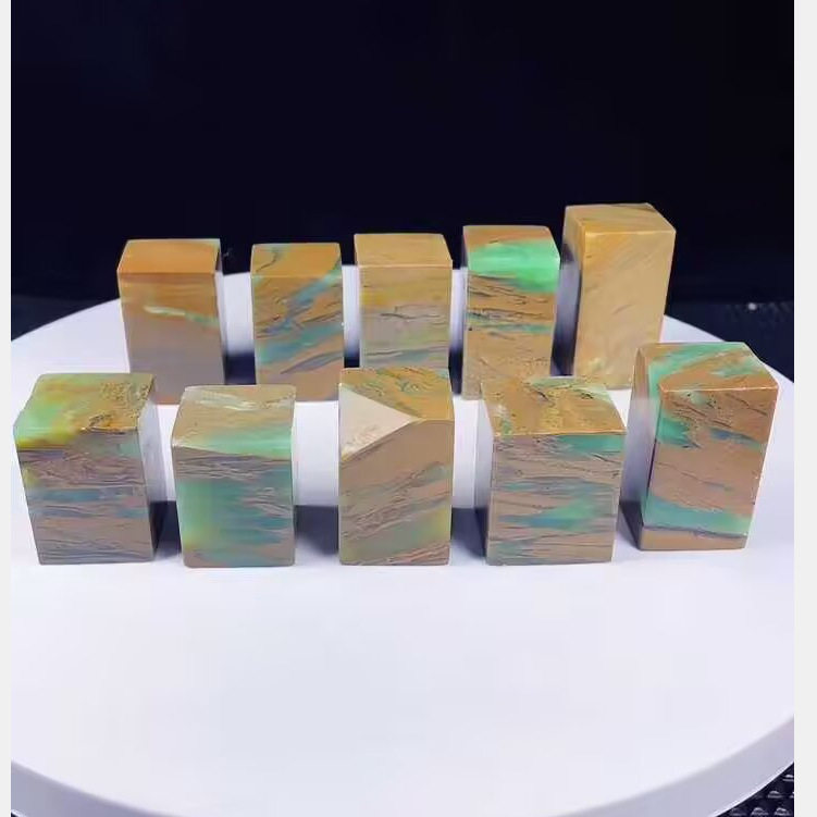 四川雅安花纹绿印章练习章10方2.5*2.5高3.3-4.8花纹漂亮篆刻佳品