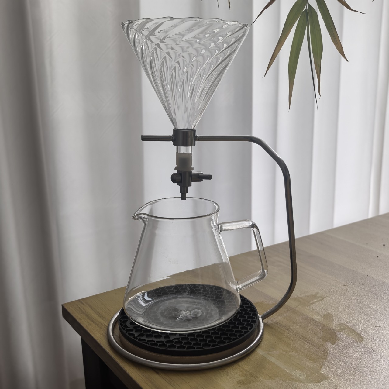 耐热高硼硅玻璃直升咖啡壶 V60咖啡滤杯 手冲壶带盖子可定logo