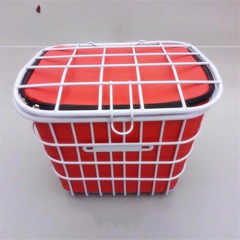 电动自行车车篮子前车筐电瓶车车筐加粗带盖车篓菜篮子电动车车篮