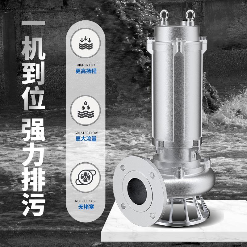 304316不锈钢排污泵大流量高扬程防腐防锈耐腐蚀潜水泵化工污水泵