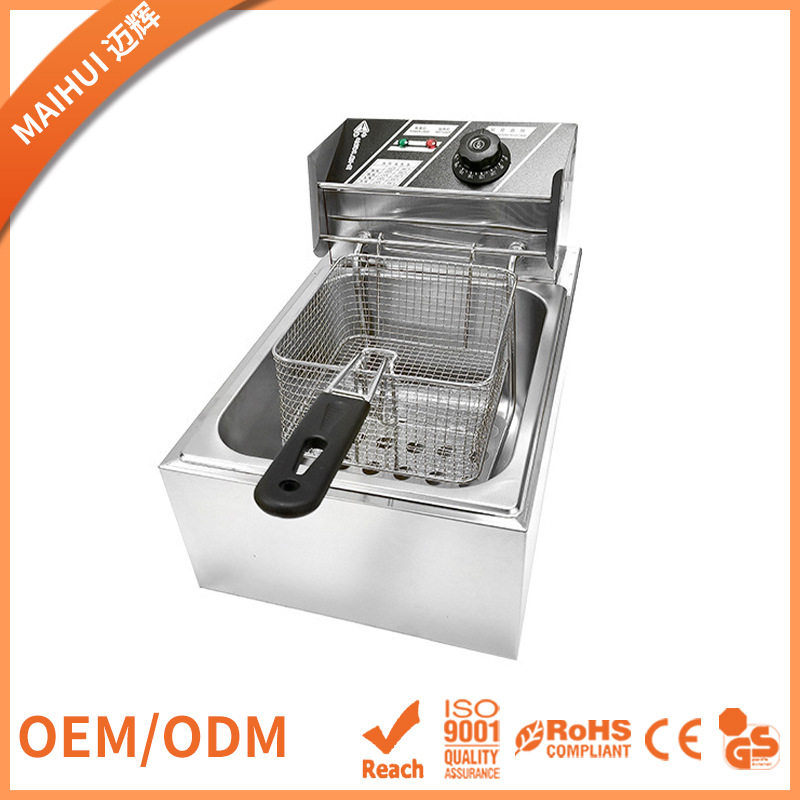 电炸炉台式双缸油炸锅商用炸薯条炸机加厚单缸油炸机不锈钢材质