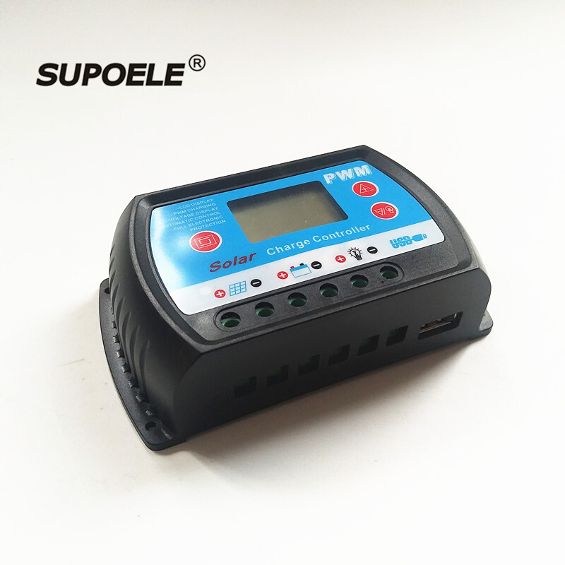太阳能控制器10A 12V 24V自动识别通用带USB LCD数显充放电控制器