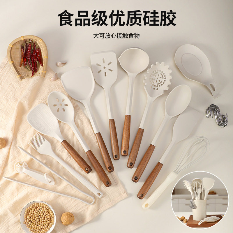 批发硅胶厨具28件套铲勺不粘锅耐高温烘焙用具食品级厨房铲勺套装