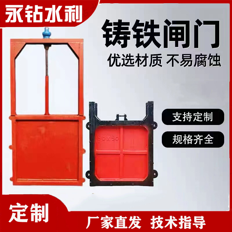 厂家供应铸铁镶铜闸门渠道双向止水机闸一体式平板不锈钢闸门