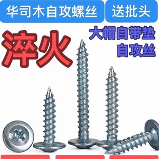 包邮华司木自攻螺丝 圆头华司自攻钉 大帽钉自带垫尖头大扁头尖尾