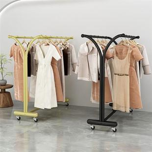 店专用中岛架女装 简约服装 展示架落地衣架双杆陈列货架移动带滑轮