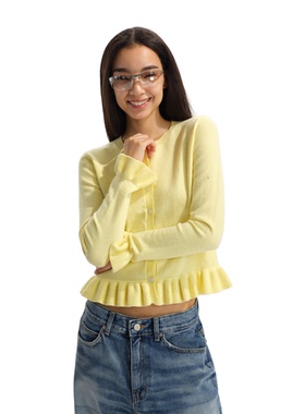 Two little guys*2000.s复古羊毛毛衣荷叶边下摆 开衫