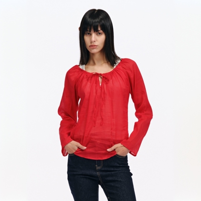 Two little guys*90.s苎麻棉混纺薄款透气U领上衣