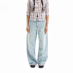 牛仔裤 Two 粉笔蓝落色复古宽松直筒工装 guys little