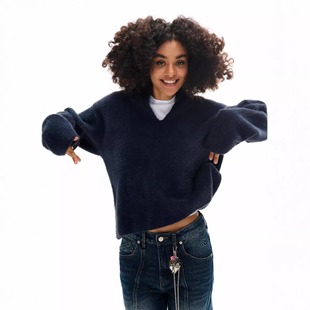 貂毛老钱v领针织衫 guys 套头毛衣 little Two