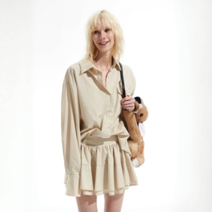 little 蛋糕裙套装 guys 衬衫 肌理感宽松通勤感学院风长袖 Two