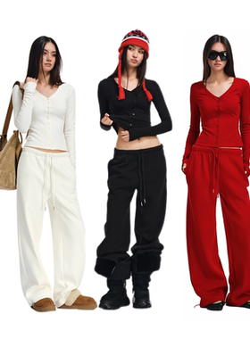 Two little guys*“圣诞限定”天丝磨毛V领上衣+天丝加绒抽绳卫裤