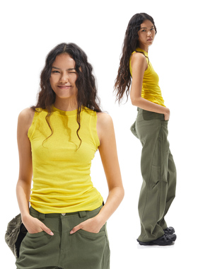 Two little guys*强捻超薄纯棉微透修身打底背心