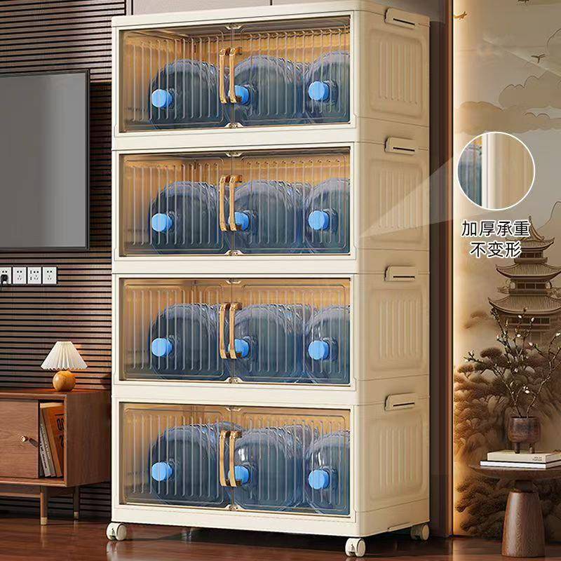 餐边柜收纳柜厨房多功能置物架免安装折叠整理柜橱柜卧室落地衣柜