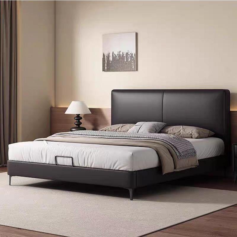 2025新款轻奢简约现代家用双人床主卧薄床头双人真皮床软包大床