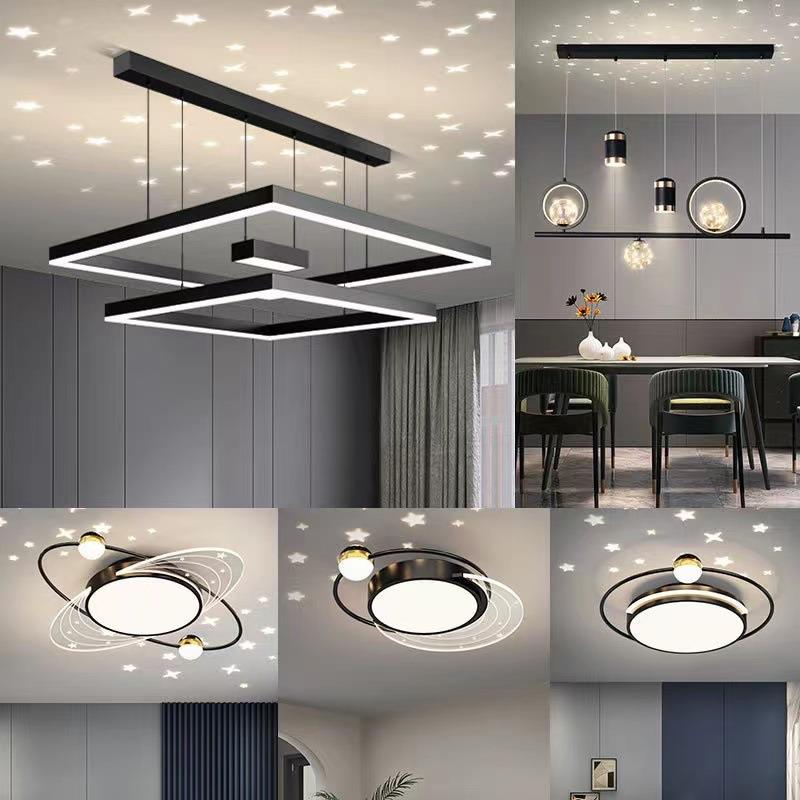 客厅吊灯北欧轻奢星空顶方形卧室餐厅灯简约现代全屋灯具套餐极简