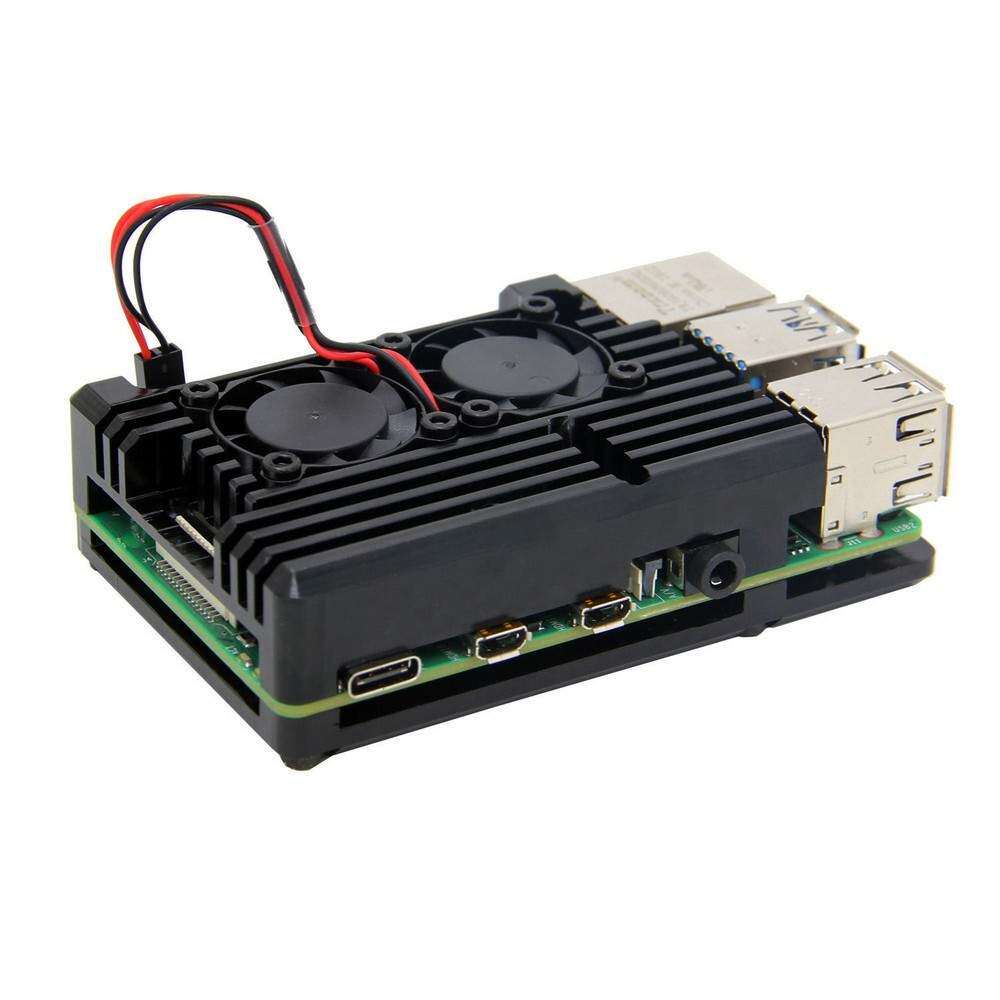 新款树莓派金属4代外壳Raspberry Pi 4代b+铝合金盒子4b散热外壳
