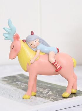 可爱小鹿家居装饰摆件创意树脂工艺品书柜桌面室内装饰品现货