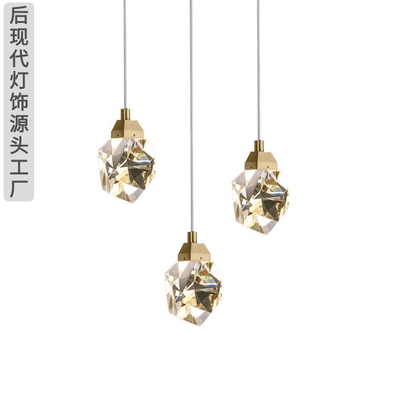 全铜新款床头吊灯北欧轻奢餐厅玄关灯现代简约服装店卧室水晶吊灯