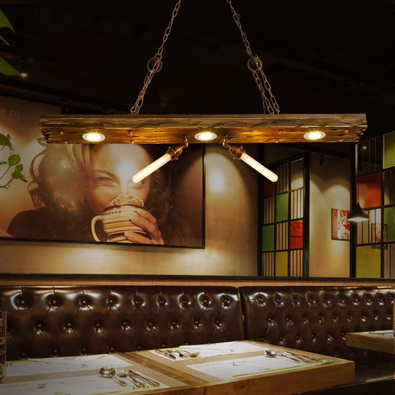 复古创意烛台吊灯工业风餐厅咖啡厅酒吧吧台木质长条轨道灯具
