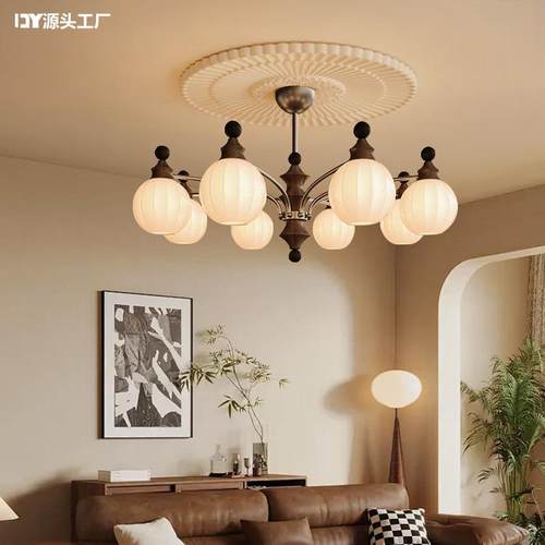 法式中古风客厅吊灯主灯复古2025新款新中式云朵灯饰高级感灯具