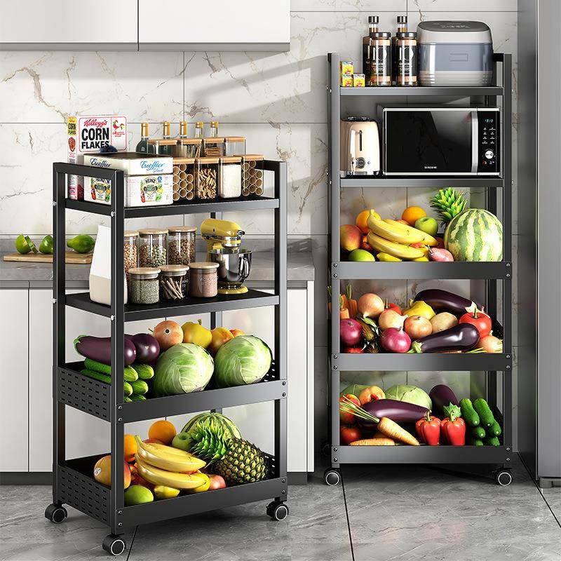 厨房蔬菜置物架收纳筐落地多层水果微波炉烤箱收纳家用移动多功能