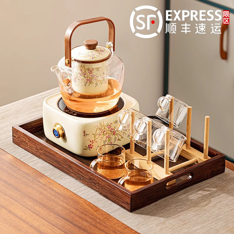 2026新款加厚玻璃耐高温煮茶器炉紫藤花煮茶电陶炉家用室内泡茶壶