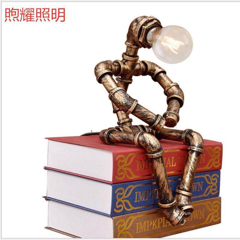 复古台灯工业风美式铁管loft酒吧水管机器人灯具led长寿命