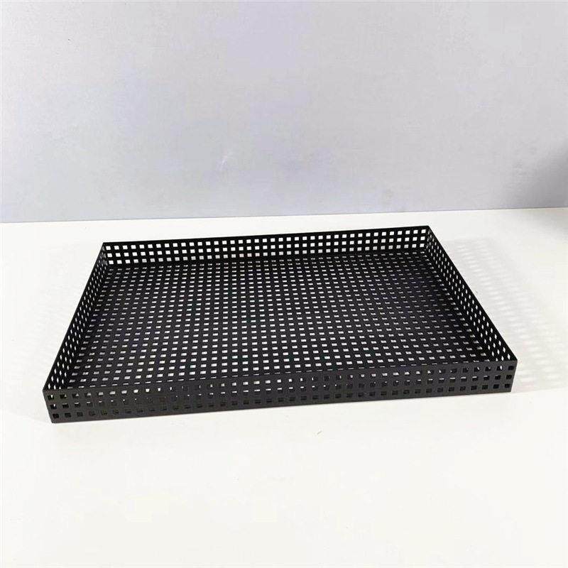 现简约镂空托盘长方形黑色金属客厅茶几茶盘饰品家居铁艺