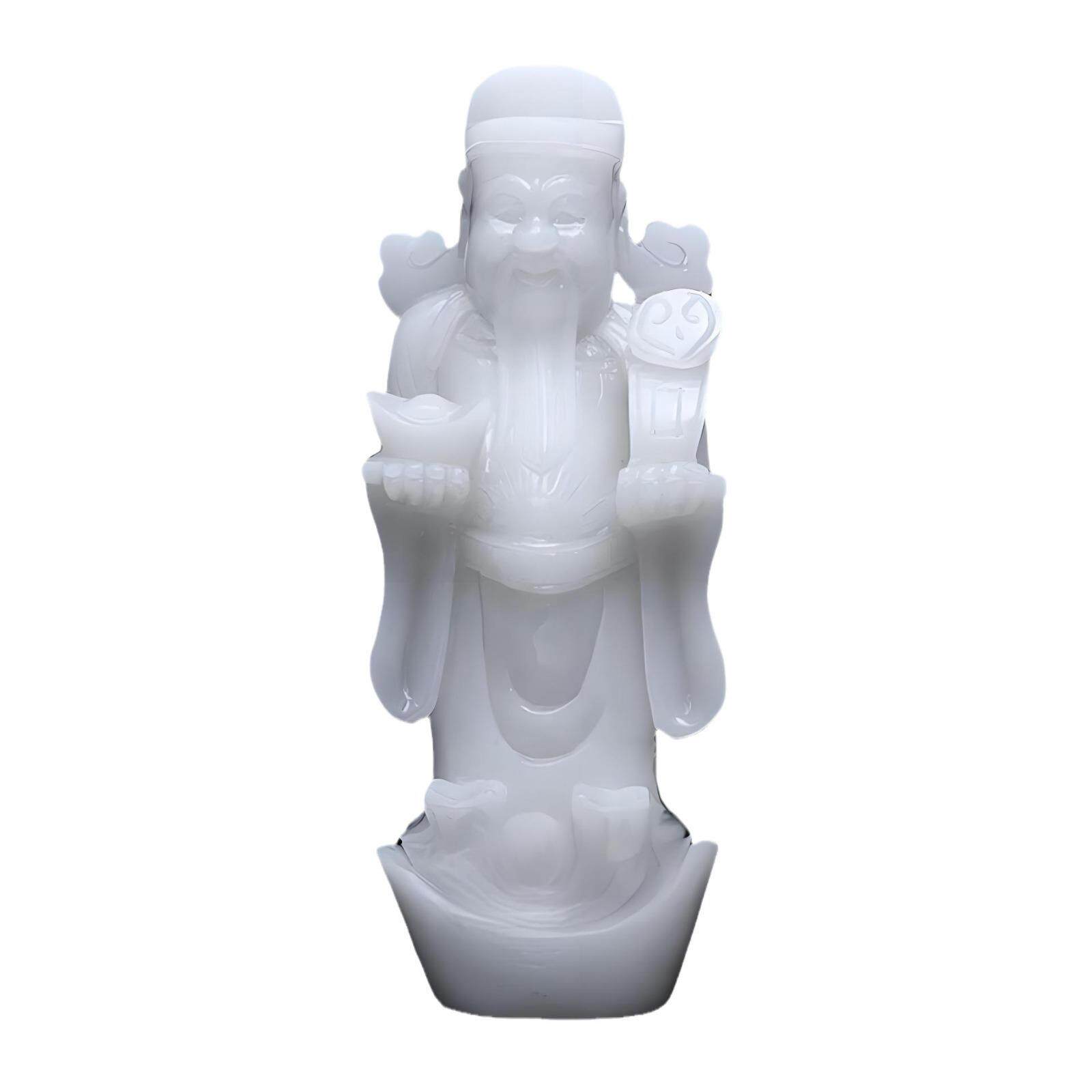 阿富汗白玉财神爷摆件玉像玉器笑玉石文公司家庭财位供奉真玉雕
