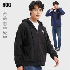 R.Q.G卫衣外套男春秋季连帽夹克男士青少年拉链开衫加绒休闲新款