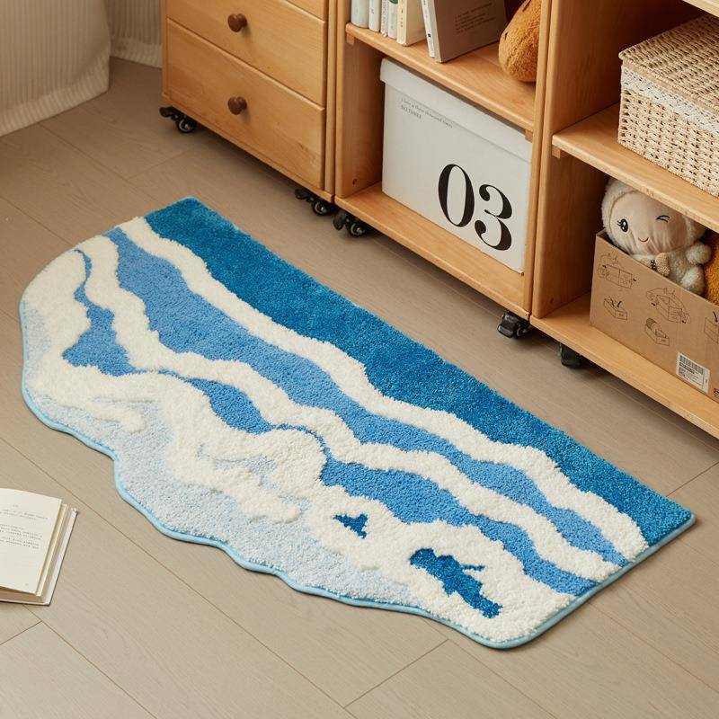 ins风异形植绒床边毯地毯高级客厅卧室儿童房床前毯加厚毛绒地垫