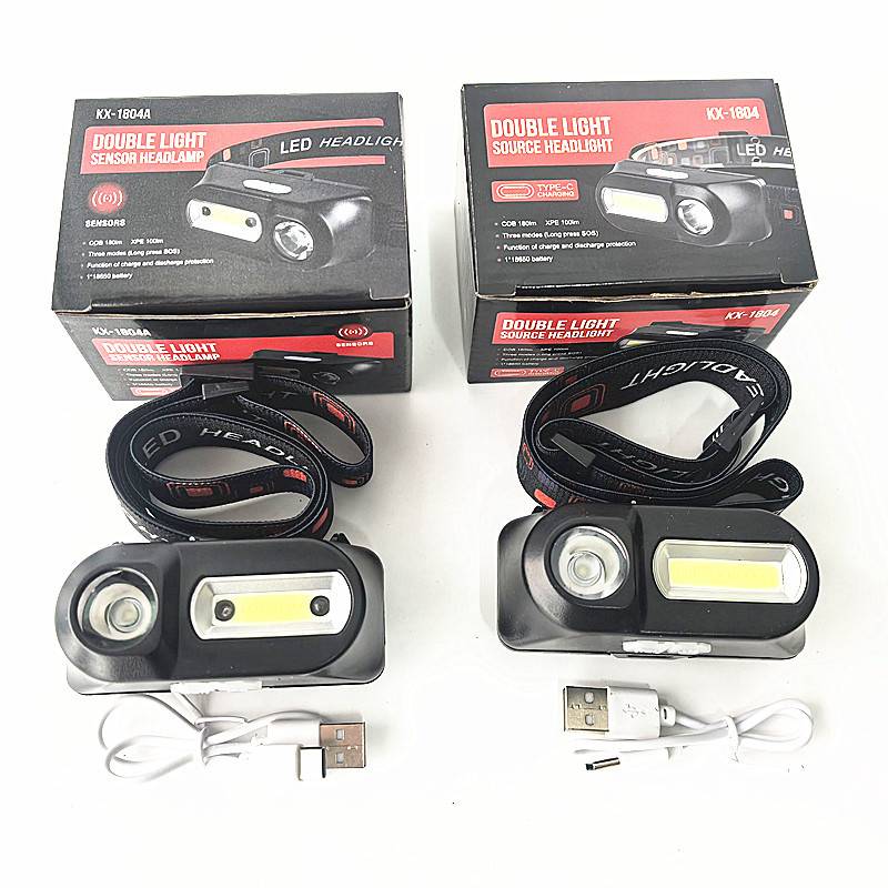 TYPE-C充电头灯COB户外应急头戴式电筒18650锂电池充电照明灯